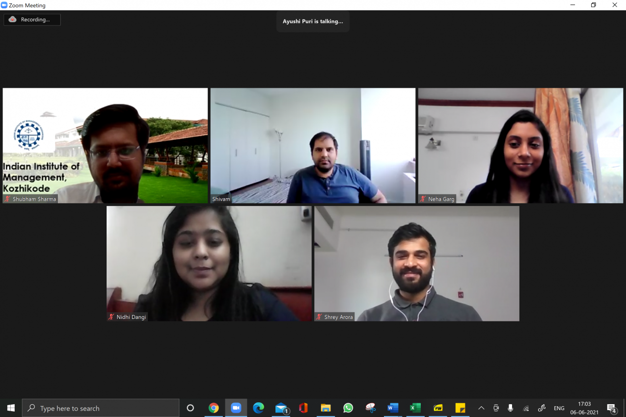 Organised Alumni Klinic on 6th June 2021 with Mr. Shivam Nayak (PGP 13)